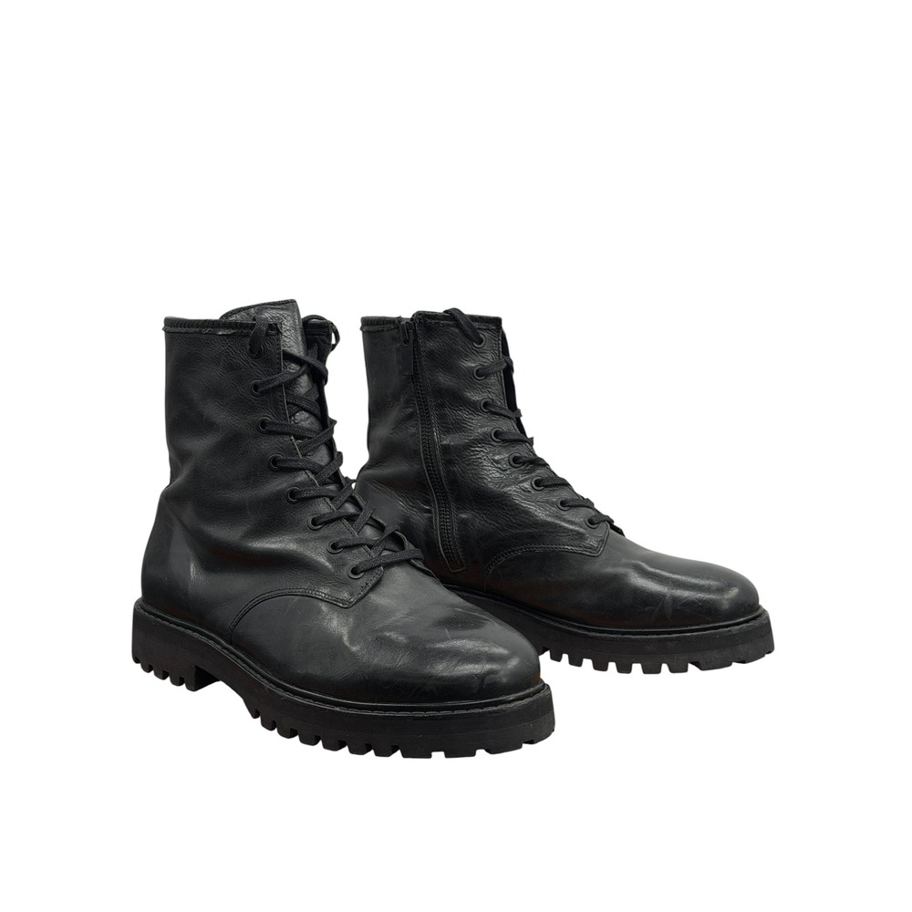 Thursday Boot Co Combat Boots Womens SZ 9.5 Black Leather Lace Up Side Zip Lug